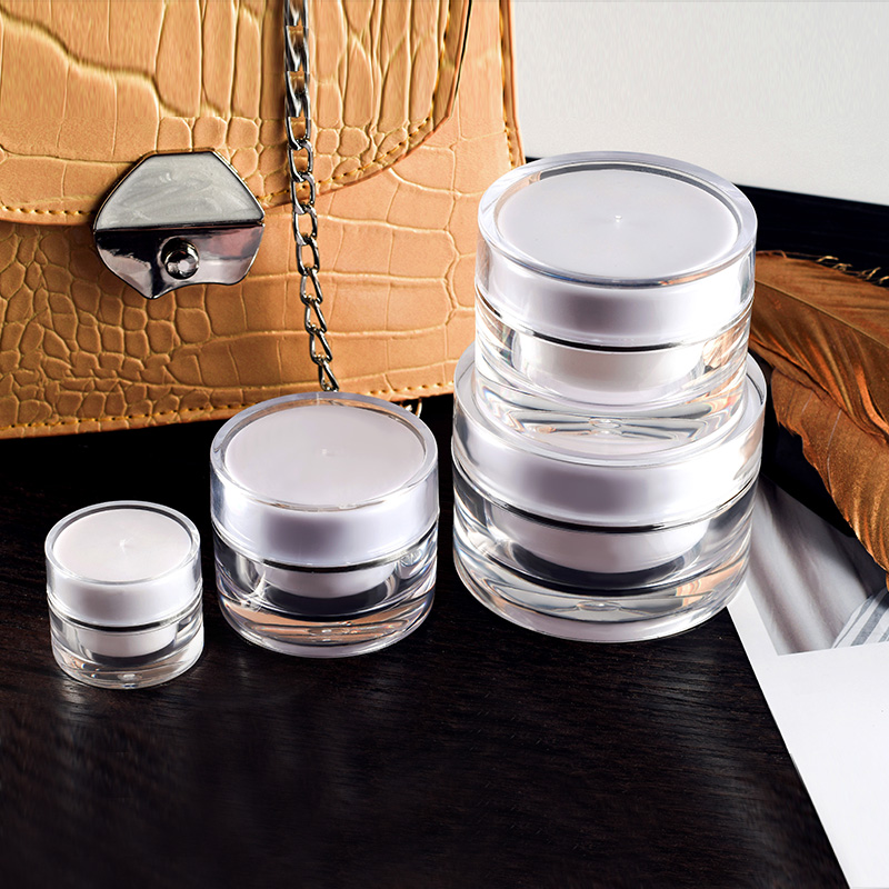 Luxury 5g 10g 15g 30g 50g round shape cosmetic container acrylic cream jar with sliver edge