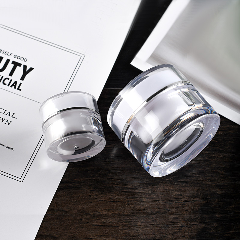 Luxury 5g 10g 15g 30g 50g round shape cosmetic container acrylic cream jar with sliver edge