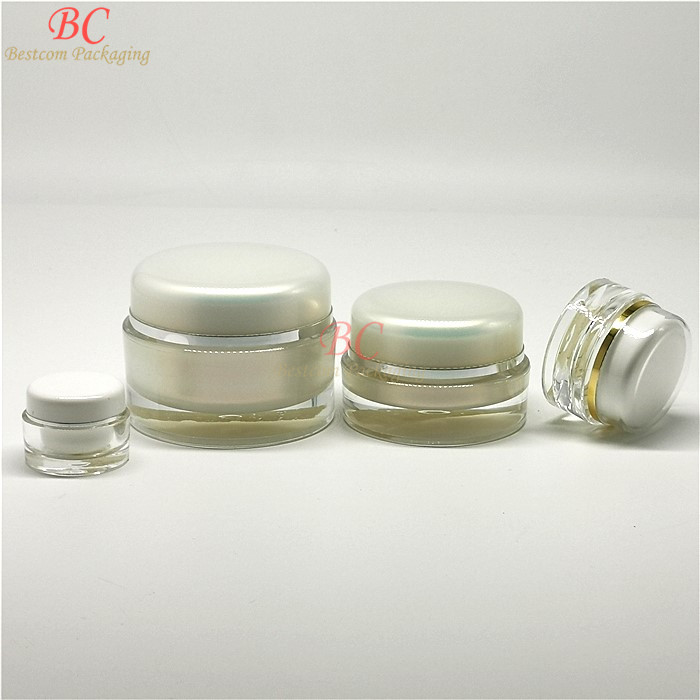 Luxury 5g 6g 15g 30g 50g 100g white cosmetic jar container pot,face cream jar acrylic jar