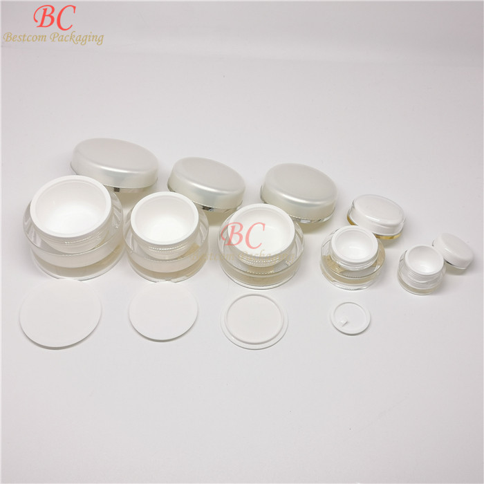 Luxury 5g 6g 15g 30g 50g 100g white cosmetic jar container pot,face cream jar acrylic jar
