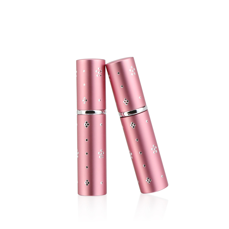 Luxury 5ml 10ml 1/2 Ounce Small Empty Round Fine Mist Pump Pink Spray Glass Perfume Bottle For Spray With Lids