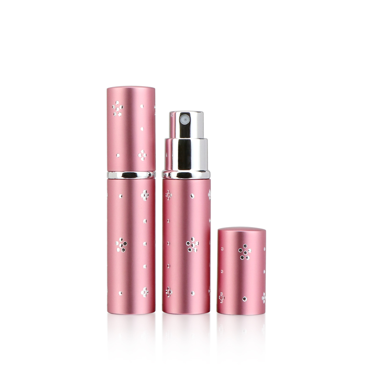 Luxury 5ml 10ml 1/2 Ounce Small Empty Round Fine Mist Pump Pink Spray Glass Perfume Bottle For Spray With Lids