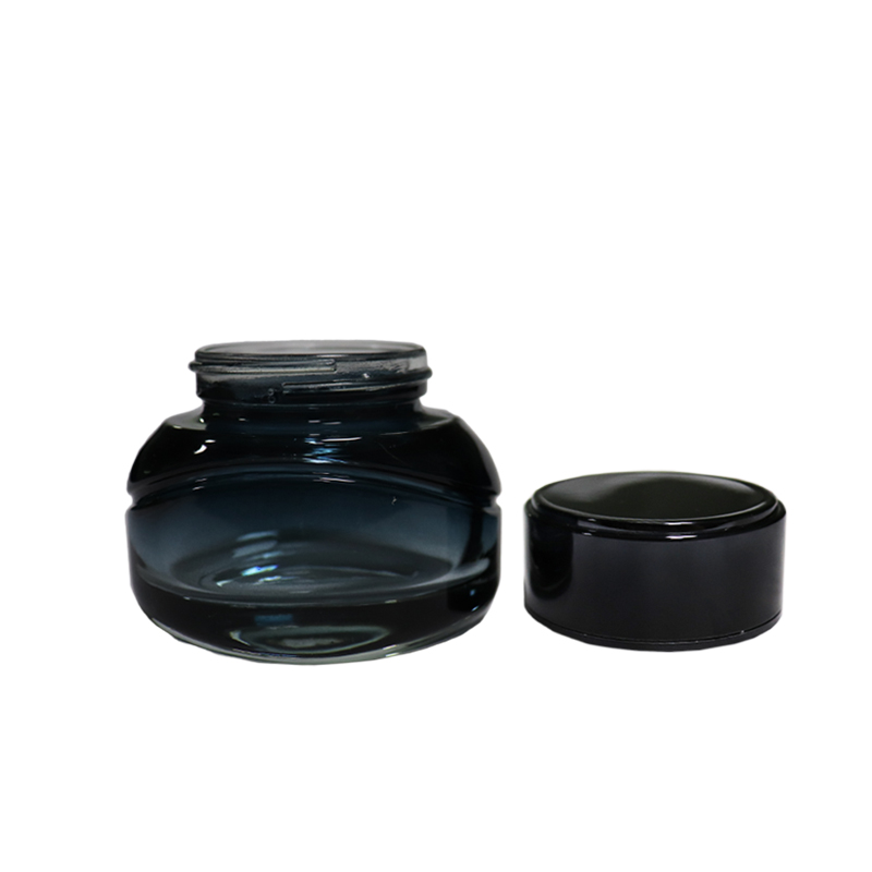 Luxury 5ml 10ml 15ml 1oz 2oz 3oz 100ml cream container opaque wide mouth black apothecary glass jar