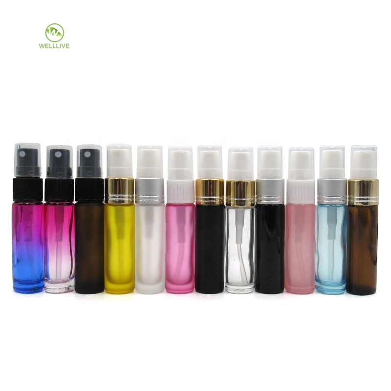 Luxury 5ml 10ml Gradient ramp rainbow colored glass atomizer bottle for cosmetic water toner