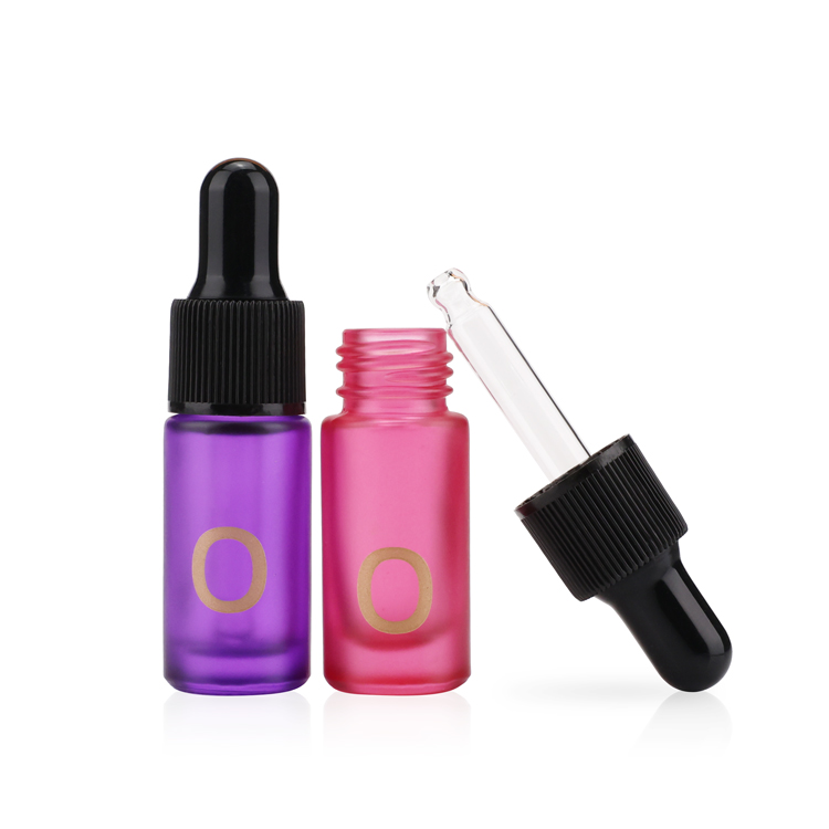 Luxury 5ml 10ml essential oil bottle black green clear cosmetic bottle with dropper