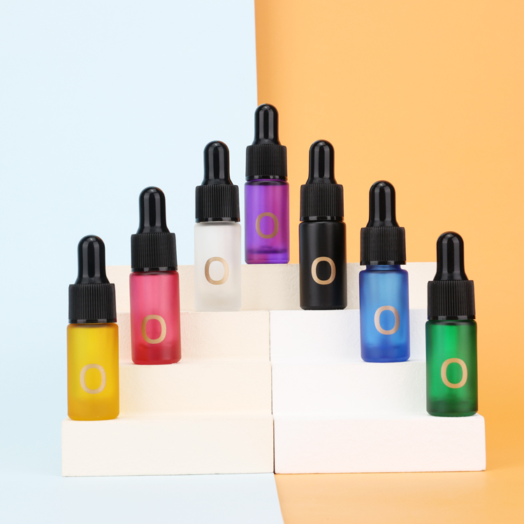 Luxury 5ml 10ml essential oil bottle black green clear cosmetic bottle with dropper