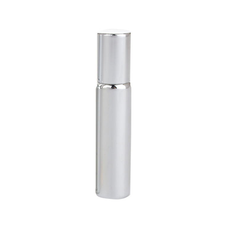 Luxury 5ml Yellow Gold Silver Plated Glass Roll On Bottle,UV Coating Diffuser Essential Oil Bottle with Steel Ball and Gold Cap