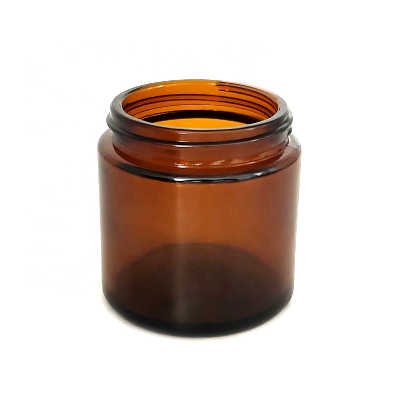 Luxury 60ml 2oz custom color amber candle holder empty candle glass jar with black silver gold metal aluminum lid