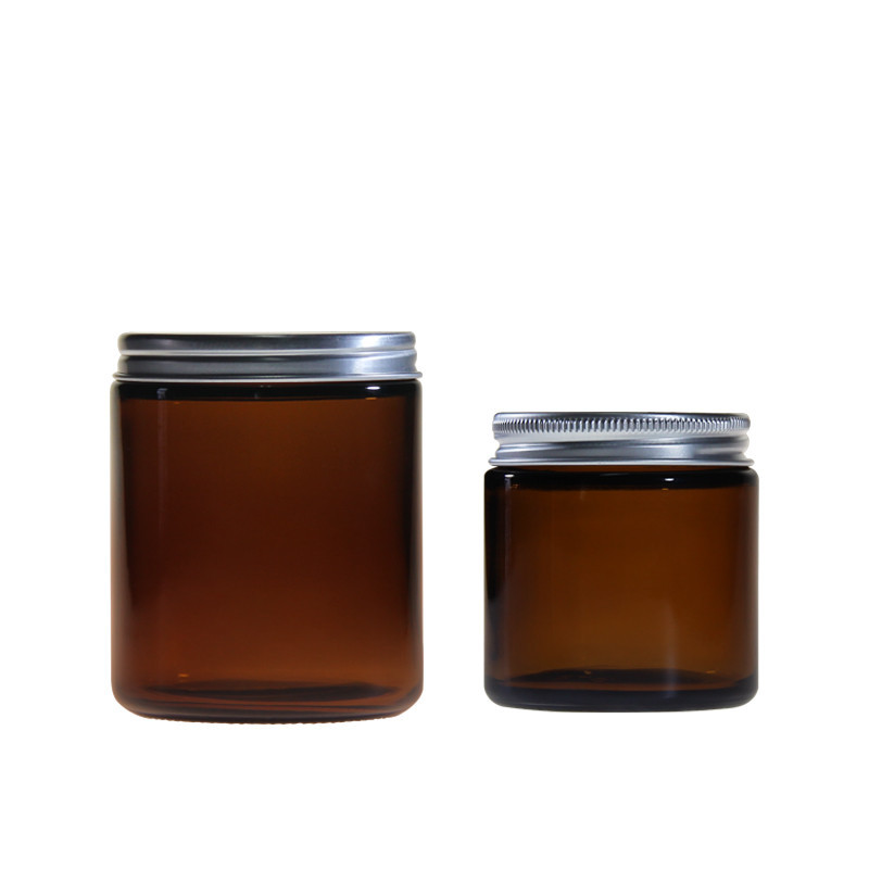 Luxury 60ml 2oz custom color amber candle holder empty candle glass jar with black silver gold metal aluminum lid