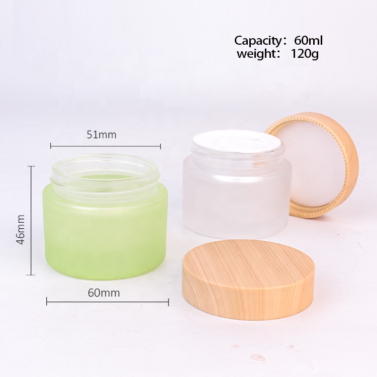 Luxury 60ml bamboo lid glass cosmetic packaging skin cream eye cream glass jar