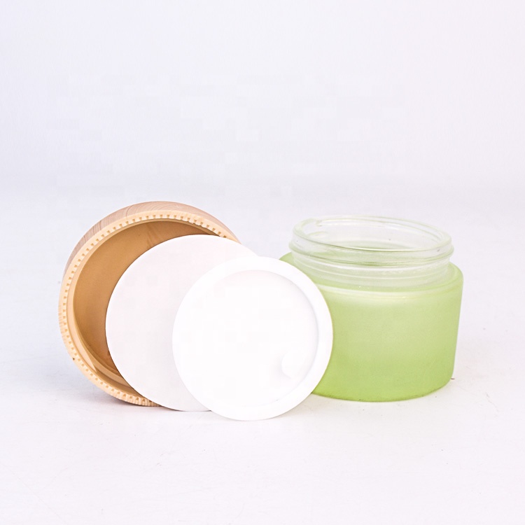Luxury 60ml bamboo lid glass cosmetic packaging skin cream eye cream glass jar