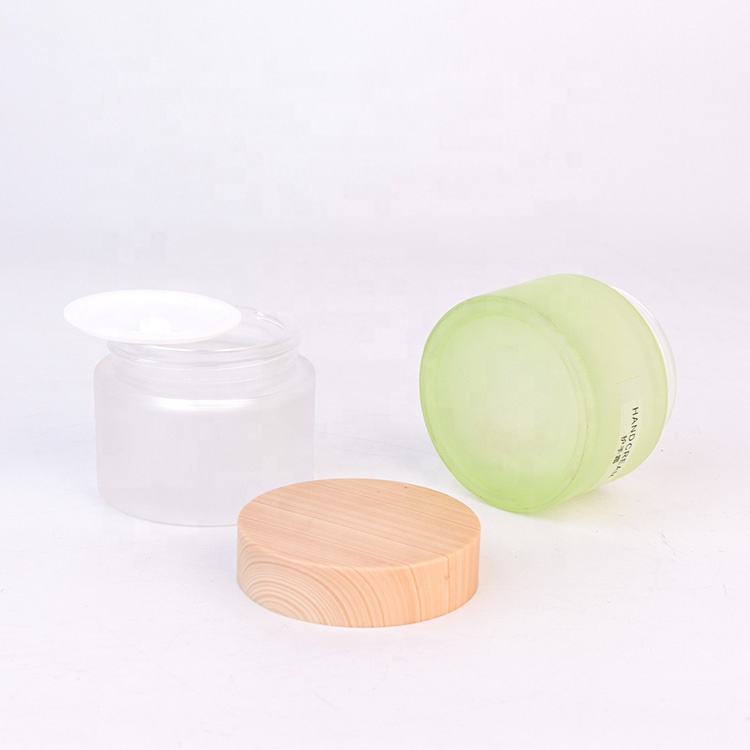 Luxury 60ml bamboo lid glass cosmetic packaging skin cream eye cream glass jar
