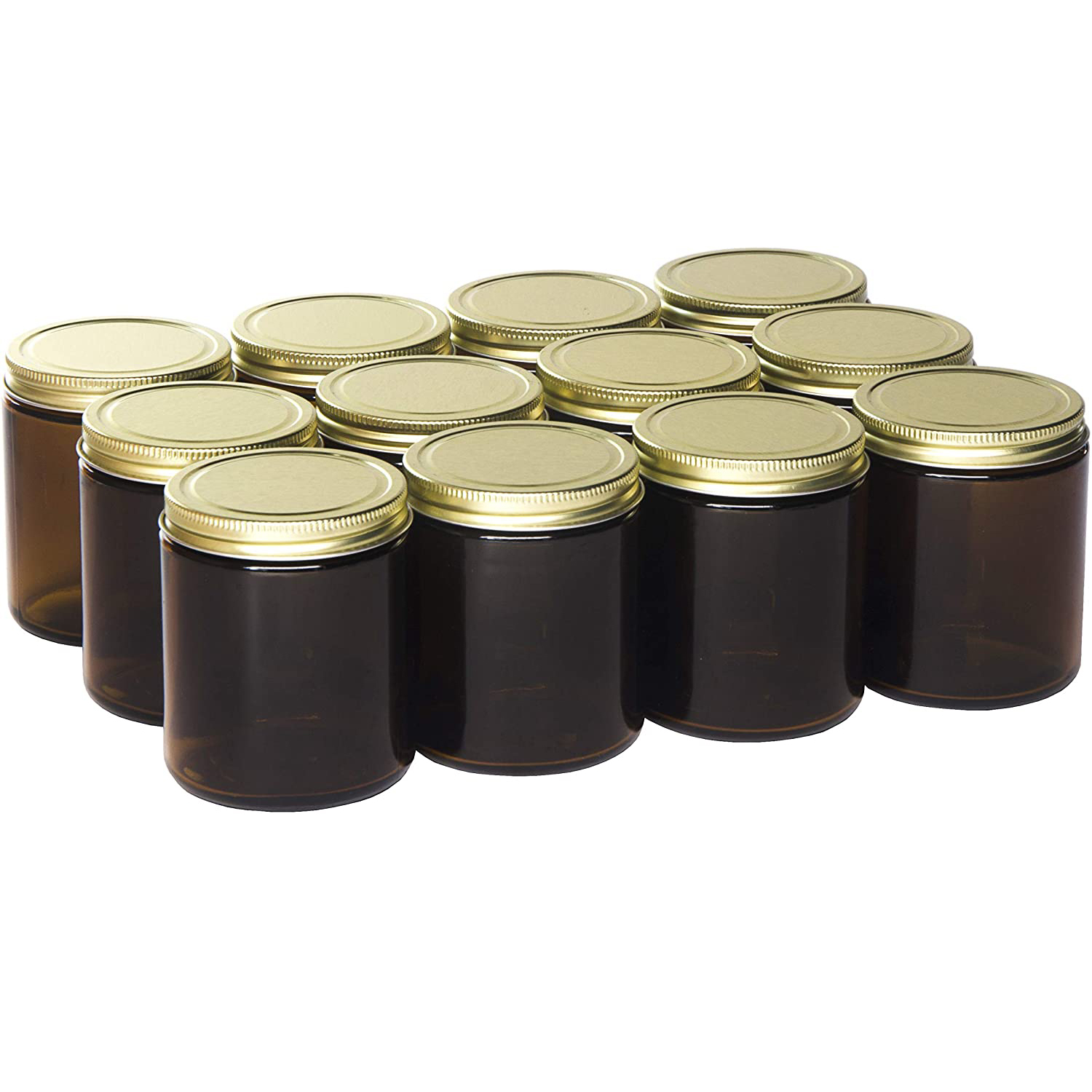 Luxury 8oz 250ml Amber Rond Glass Candle Jar with Gold Metal Lid