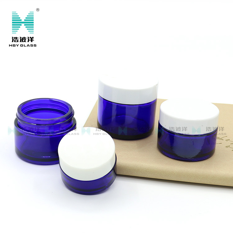 Luxury 90ml blue eye cream wax oil CRC glass jar with childpfoof lid
