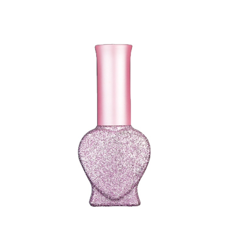Luxury  9ml 10ml 12ml 14ml design your own pink heart shape color coated cute gel nail polish bottle for nail polish