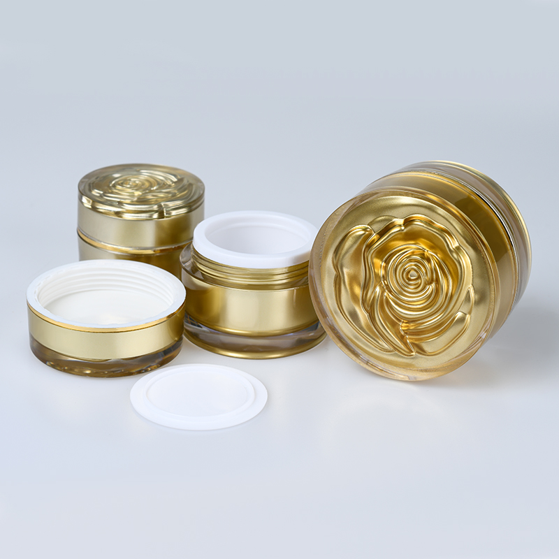 Luxury Acrylic Containers 10ml 15ml 30ml White Red Gold Pink Plastic Acrylic Cream Jar with Rose Lid