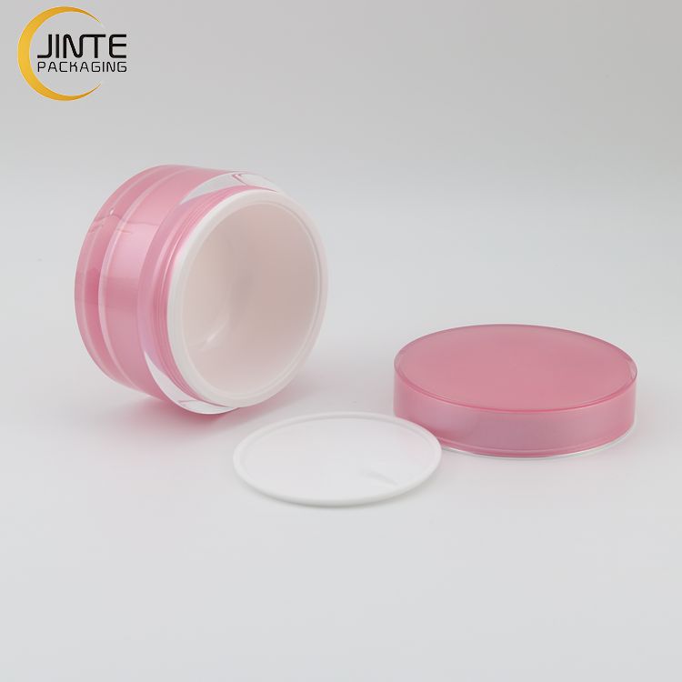 Luxury Acrylic Cream Jar With White Inner PP Pink Bottle 100ml 200ml