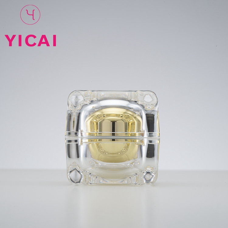 Luxury Acrylic Gold Cosmetic Square  Cosmetic Packaging Face Cream Jars 50g