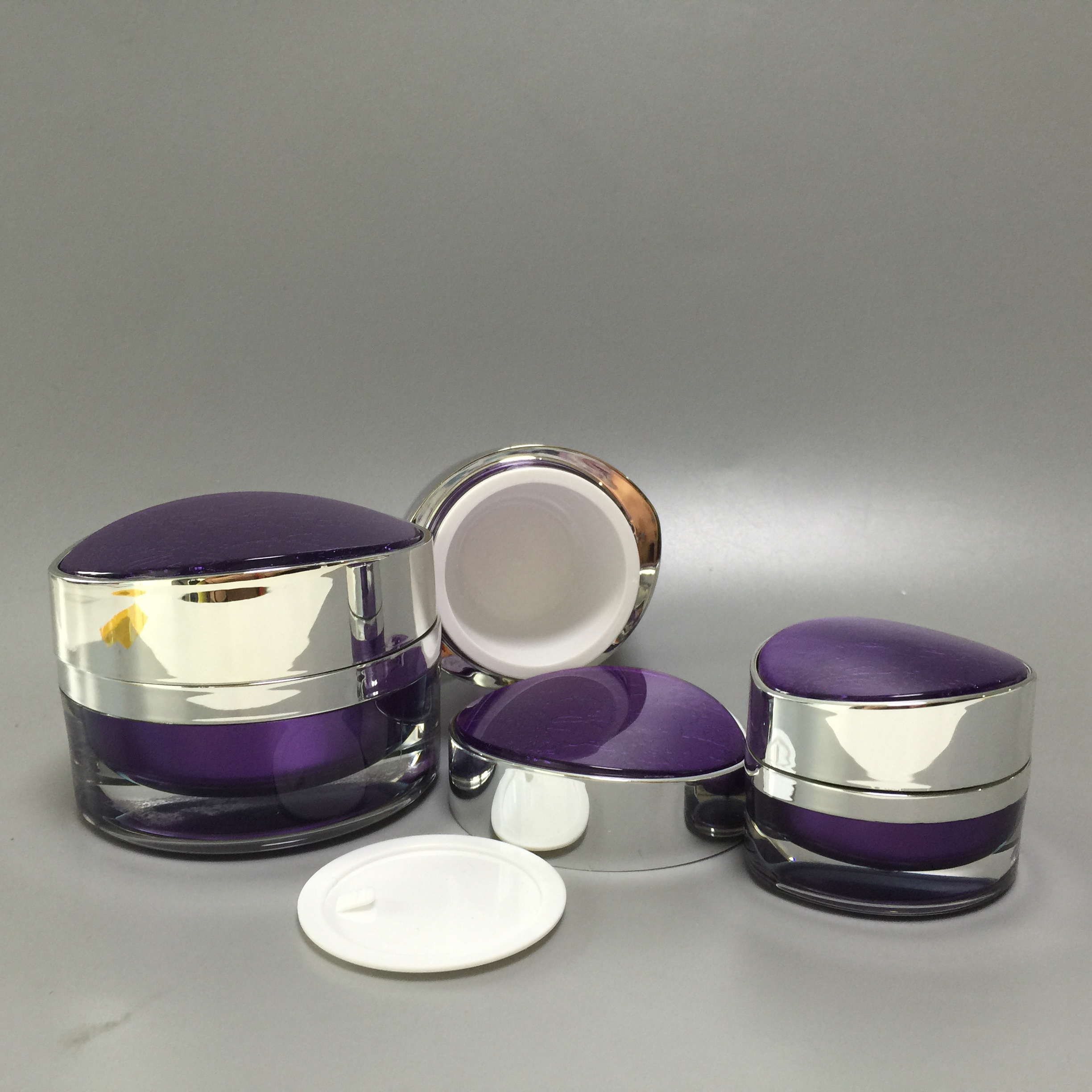 Luxury Acrylic Purple Plastic Cosmetic Day Cream Jar