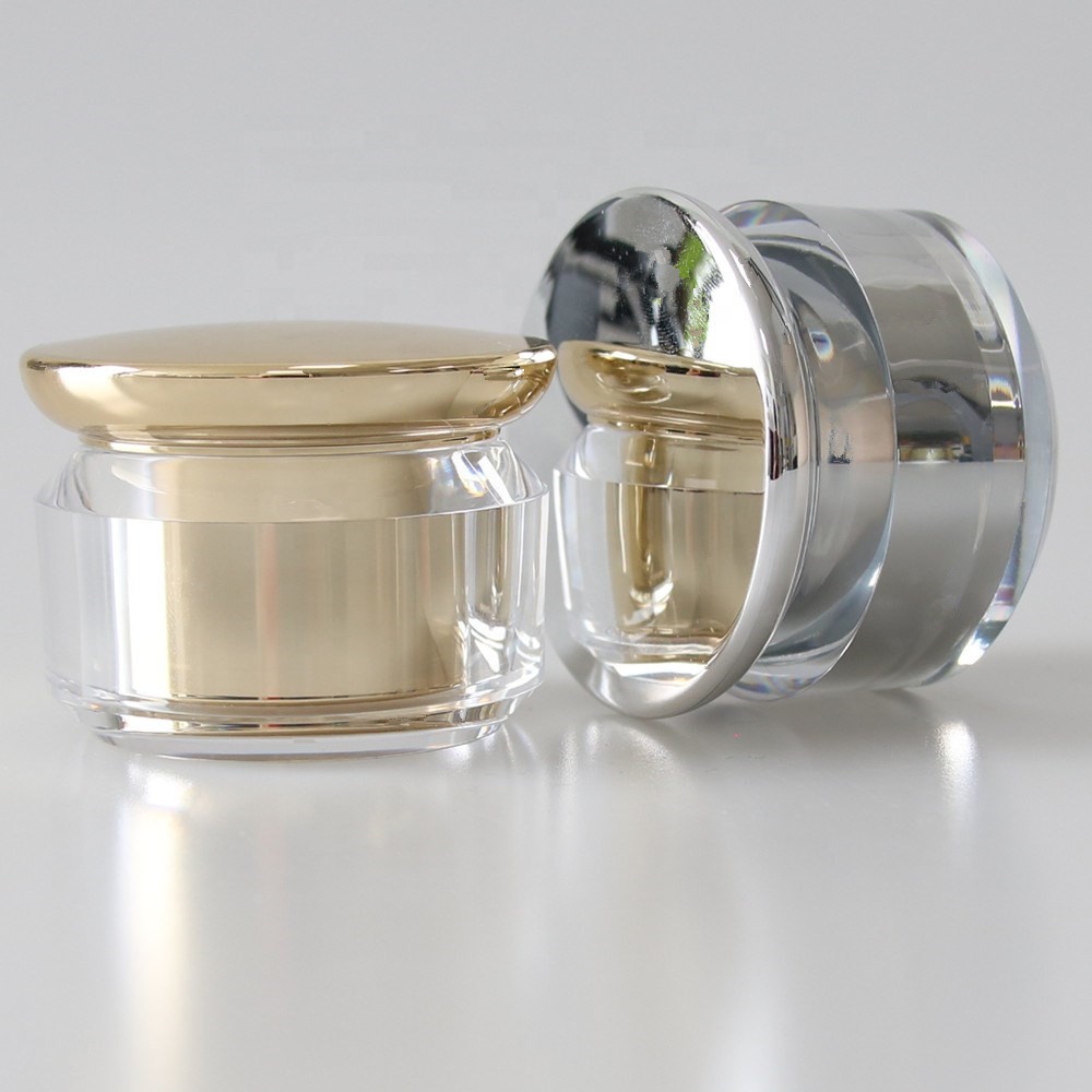 Luxury Acrylic double wall round plastic cosmetics face cream jar empty container