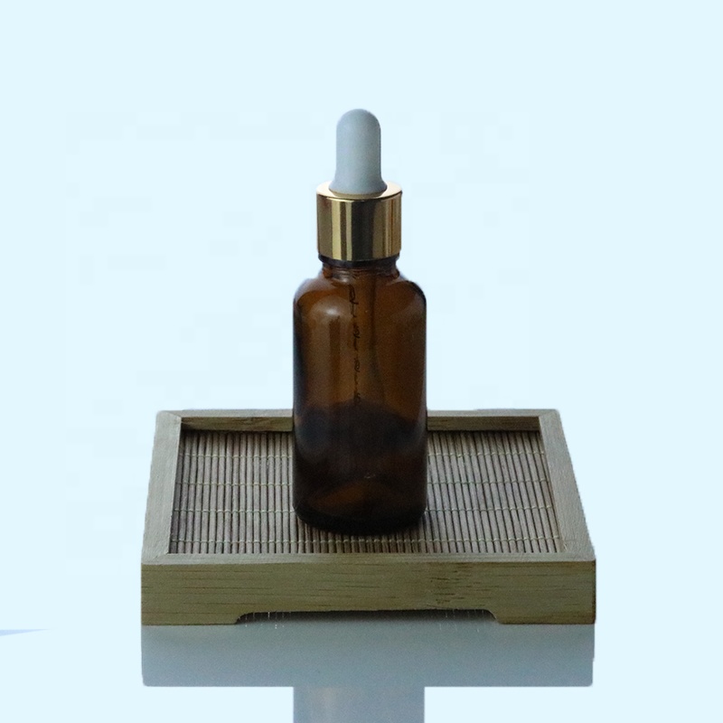 Luxury Amber Brown Cosmetic Glass Dropper Bottle 10ml 30ml Essential Oil Glass Bottle With Aluminum dropper (GRA03)