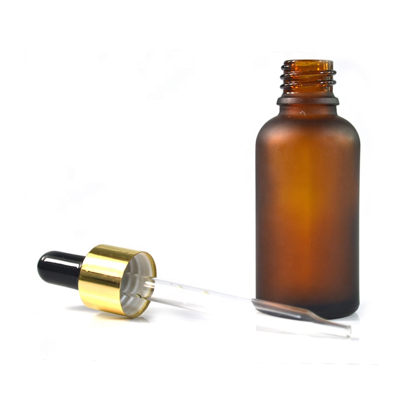 Luxury Amber Frosted 1oz 30ml Glass Dropper Bottle For Cosmetic Essential Oil 15ml 20ml 30ml 60ml