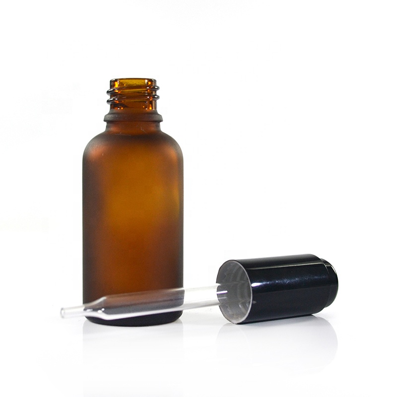 Luxury Amber Frosted 1oz 30ml Glass Dropper Bottle For Cosmetic Essential Oil 15ml 20ml 30ml 60ml