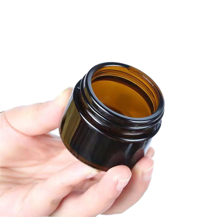 Luxury Amber Round 50g Face Cream Cosmetic Glass Jar With Gold Cap