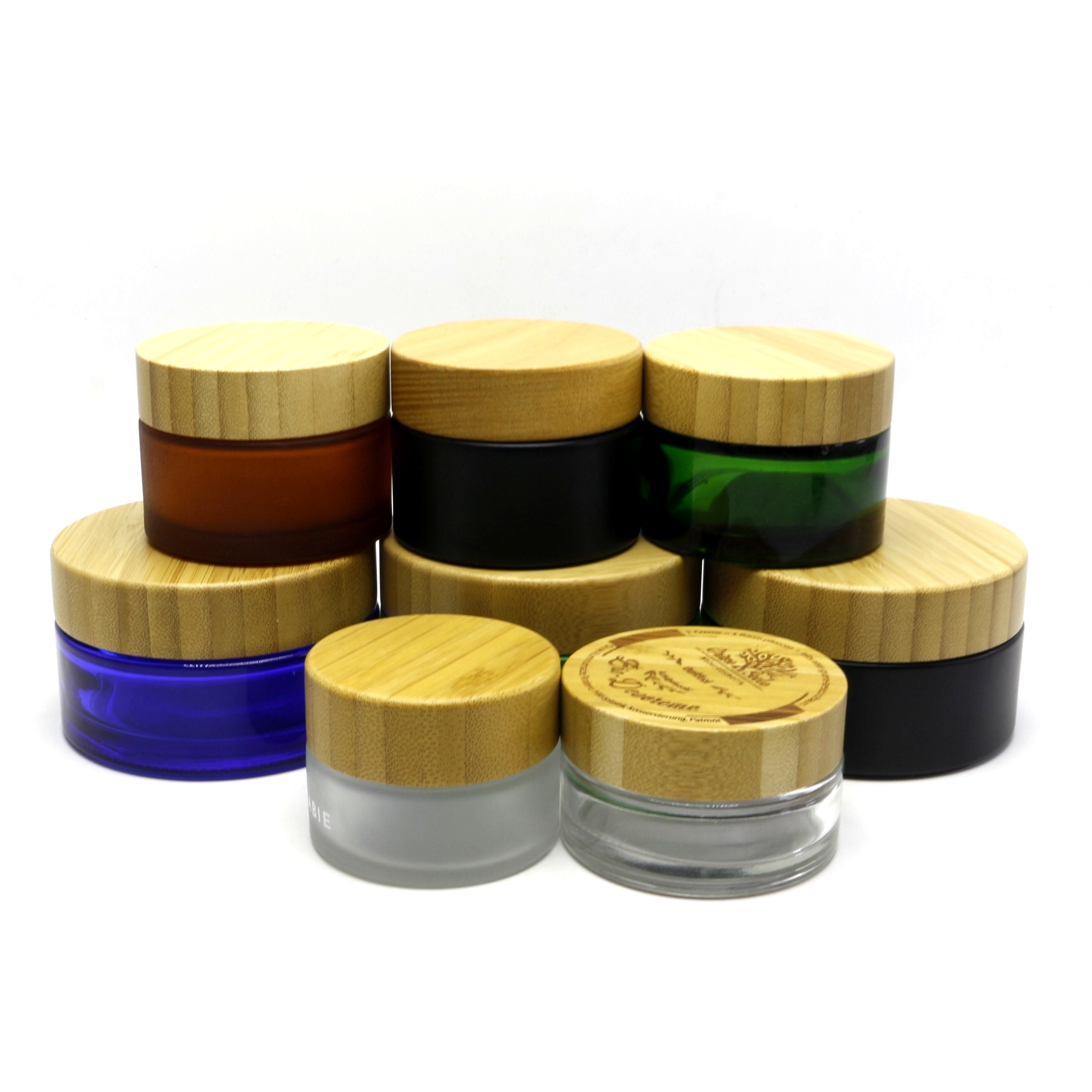 Luxury Beautiful Glass Jar With Wood Lid 5g 15g 30g 50g 100g BJ-190R