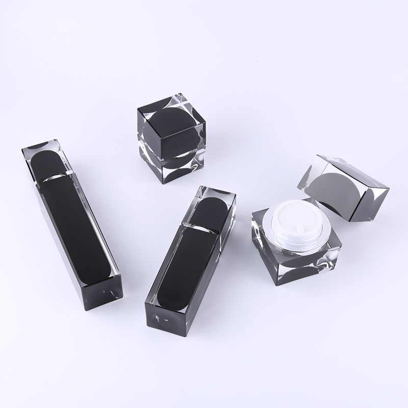 Luxury Black Clear Square Airless Vacuum Acrylic Serum Cosmetic Pump Lotion Frosted Cream Bottle