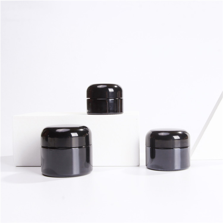 Luxury Black Cosmetic Glass Bottle Glass Cream jar 25ml 35ml 50ml