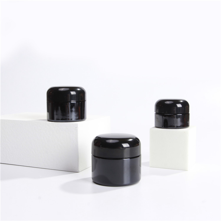 Luxury Black Cosmetic Glass Bottle Glass Cream jar 25ml 35ml 50ml