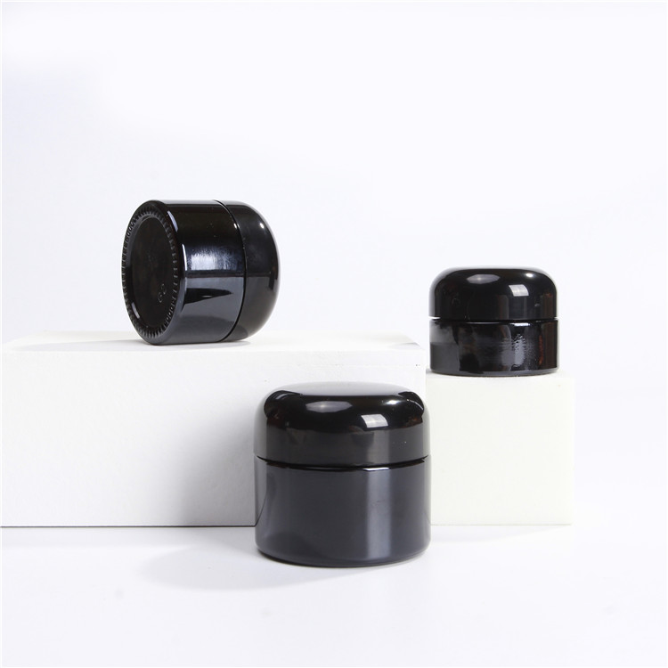 Luxury Black Cosmetic Glass Bottle Glass Cream jar 25ml 35ml 50ml