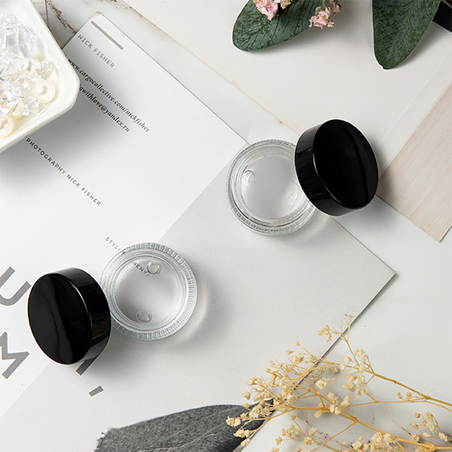 Luxury Black Lid Double Wall Cosmetic Package 5g 10g 15g 30g 50g Acrylic Square Jar For Skin Cream