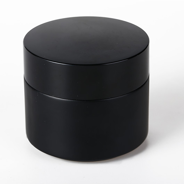 Luxury Black Matte Cosmetics Jar Container Black Empty Glass Cream Jars Bottles 5G-100G