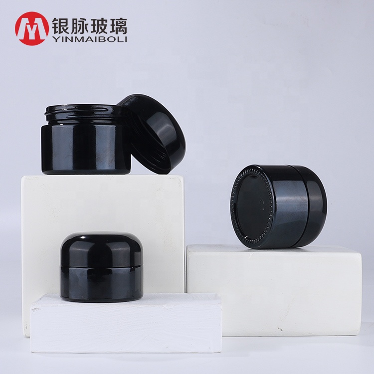 Luxury Black Skin Care Packaging Cream Bottle Glass Skincare Packaging Cream Cosmetic Glass Jar