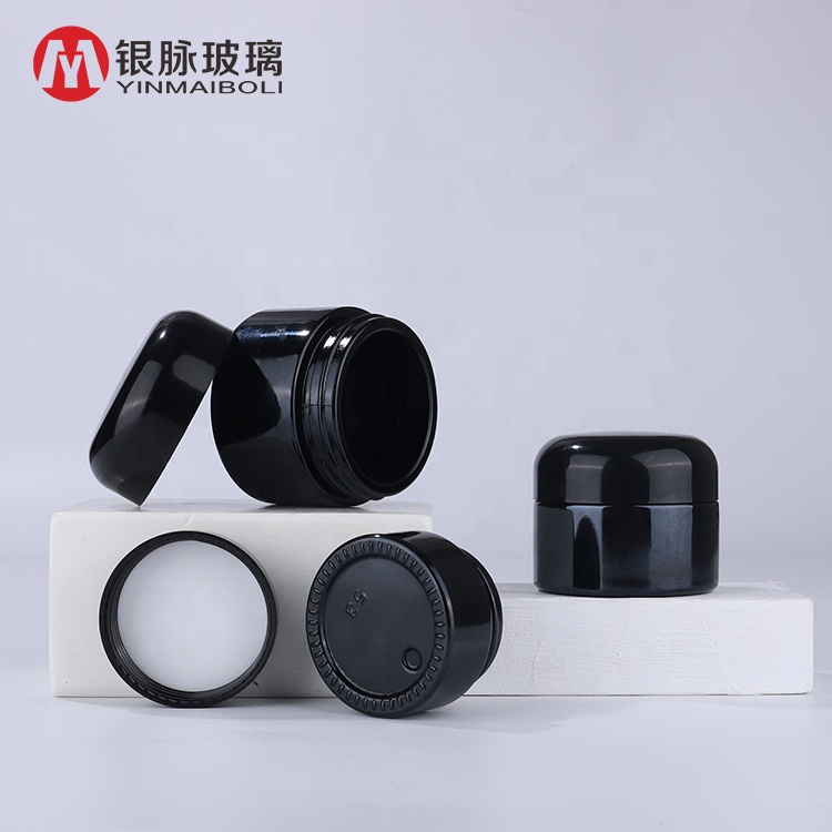 Luxury Black Skin Care Packaging Cream Bottle Glass Skincare Packaging Cream Cosmetic Glass Jar