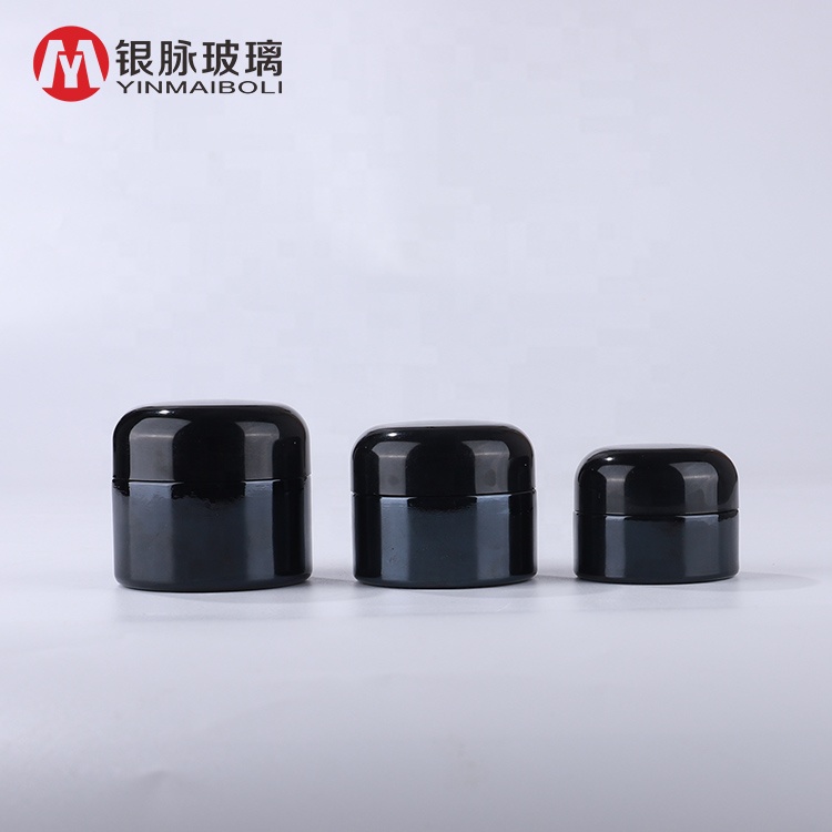 Luxury Black Skin Care Packaging Cream Bottle Glass Skincare Packaging Cream Cosmetic Glass Jar