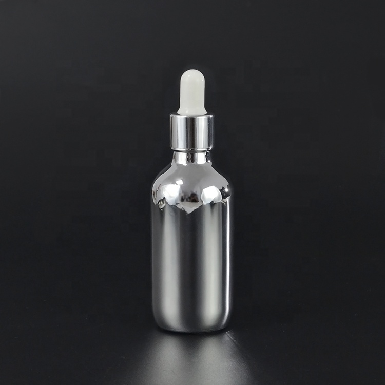 Luxury CBD hemp oil 30ml 60ml 1OZ 2OZ silver gold plating glass dropper bottle with aluminium collar