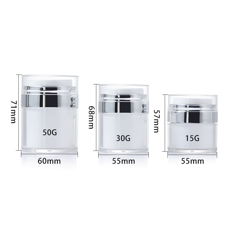 Luxury Classic style 50ml plastic cosmetic clear round acrylic jar with Aluminum Caps