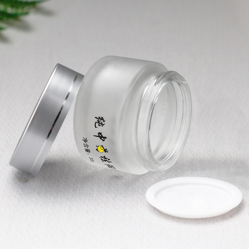 Luxury Clear Frosted Skin Care Packaging Cream Bottle Glass Skincare Packaging Cream Cosmetic Glass Jar