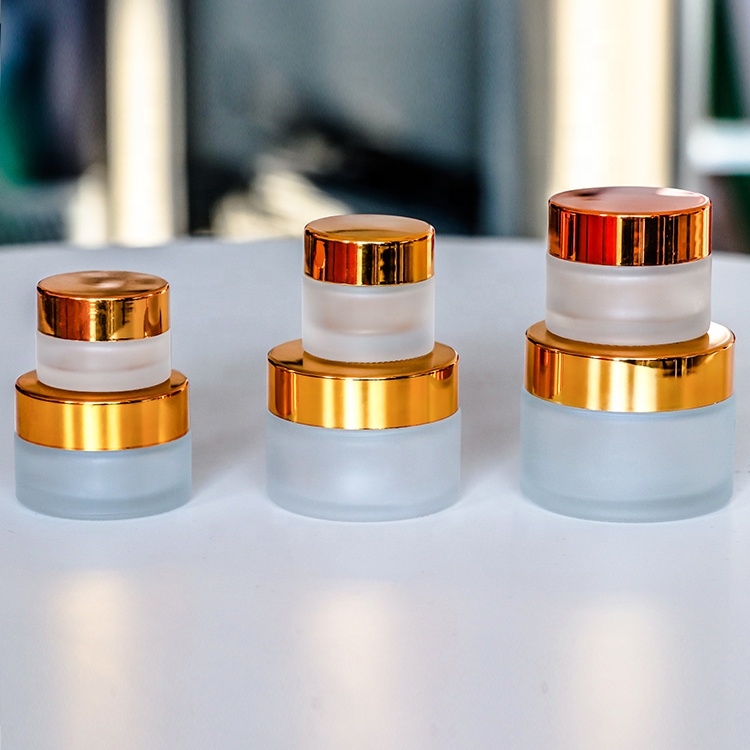 Luxury Clear Frosted Skin Care Packaging Cream Bottle Glass Skincare Packaging Cream Cosmetic Glass Jar