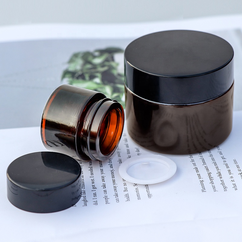 Luxury Clear Frosted Skin Care Packaging Cream Bottle Glass Skincare Packaging Cream Cosmetic Glass Jar