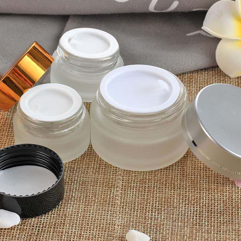 Luxury Clear Frosted Skin Care Packaging Cream Bottle Glass Skincare Packaging Cream Cosmetic Glass Jar