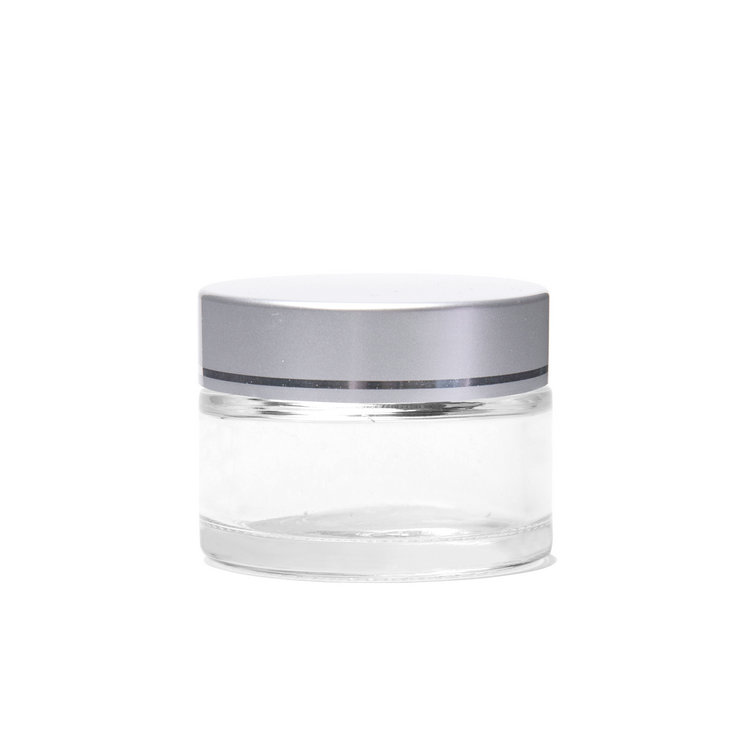 Luxury Clear Round Glass Eye Cream Jars 15ml with Silver Plastic Lids