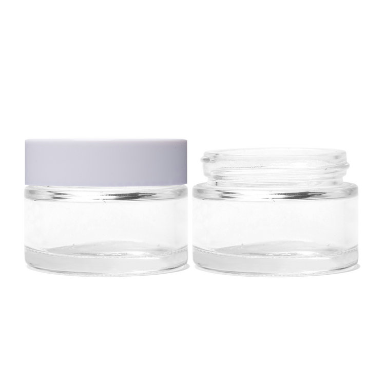 Luxury Clear Round Glass Eye Cream Jars 15ml with Silver Plastic Lids