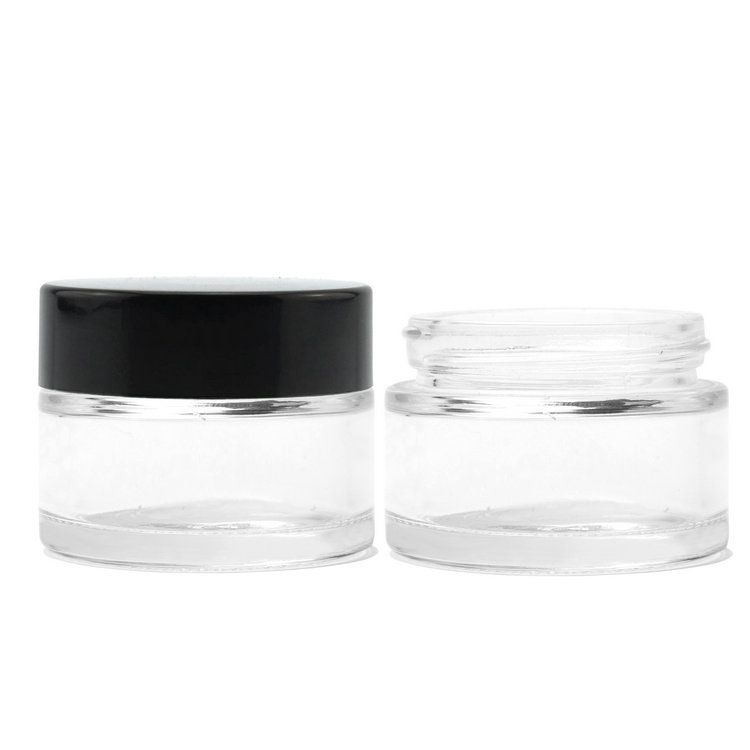 Luxury Clear Round Glass Eye Cream Jars 15ml with Silver Plastic Lids