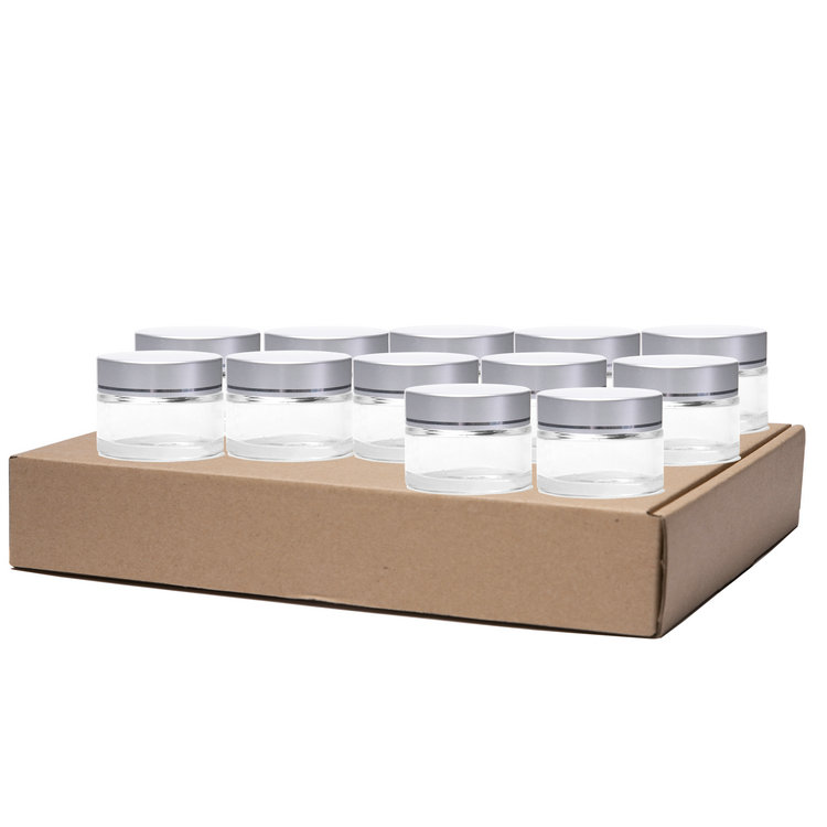 Luxury Clear Round Glass Eye Cream Jars 15ml with Silver Plastic Lids