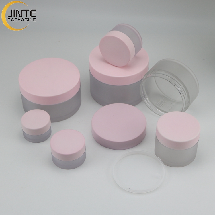 Luxury Color Cosmetic Packaging Containers 1OZ 2OZ 3OZ 5OZ 6OZ 8OZ Cream Jars With Pink Lid