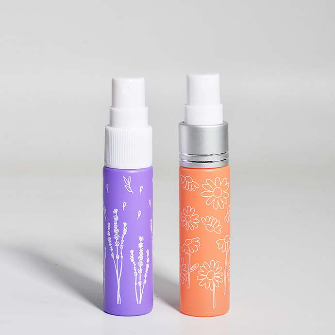 Luxury Colored Frosted 10ml Glass Spray Bottles Essential Oil Roll On Empty Perfume bottle with 5kinds flowers